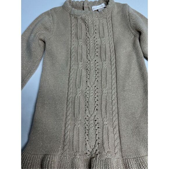 Maggie & Zoe Girls Knit Rushed Sweater Dress Gold Tan Size 3T Cotton Blend - Picture 2 of 9